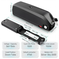 Batterie de vélo électrique 36V 15Ah en stock en Allemagne, pack lithium 2600mAh 10s6p avec BMS 25A 2A XT60 pour vélo de ville, vélo à pneus larges, VTT
