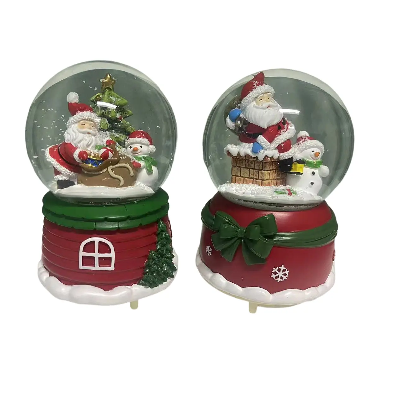 Reçine zanaat hediye Santa kardan adam müzik kutusu artı ışıkları renk değiştiren su balonları cam kar küresi kristal top