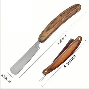 Wood Handle <b>Single</b> <b>Blade</b> <b>Razor</b> Stainless Steel Barber Shop Use Male Face Shaving Tool Lightweight Stainless Steel Barbers Use - Product Image 3
