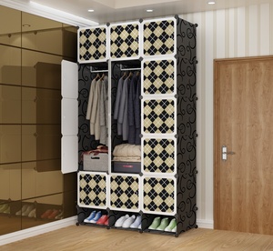 Lemari Pakaian Lipat Plastik 15 Pintu dengan Desain Modern dan Lemari Sepatu untuk Penyimpanan Pakaian di Kamar Tidur - Product Image 2
