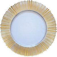Vente en gros de 4 pièces de sets de sous-assiettes en verre personnalisées avec bord argenté, plats de présentation pour mariage