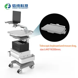 High Quality Customized Mobile Medical Computer Trolley Cart With Scanner Bracket Double Knuckle Arms Medical Trolley