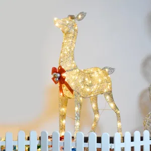 Décorations de Noël en fer à faire soi-<span class=keywords><strong>m</strong></span>ême, ornements de rennes lumineux à LED, décorations créatives de Noël américaines - Product Image 3