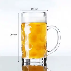 Canecas de cerveja em vidro de 18 onças, canecas de cerveja pesadas e suculentas com alça grande para logotipo personalizado