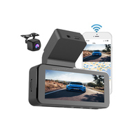 Vente flash : Mini caméra embarquée DVR pour voiture 4K avant + arrière avec GPS, garantie 1 an, double objectif, écran LCD 3 pouces, WiFi
