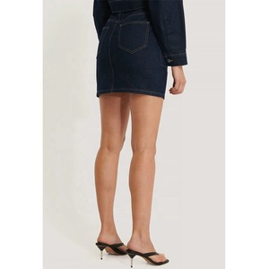 Ensemble <span class=keywords><strong>jupe</strong></span> <span class=keywords><strong>cargo</strong></span> et veste courte en jean bleu personnalisé pour femme, ensemble deux pièces en jean pour femme, ensembles de jeans 2 pièces - Product Image 6