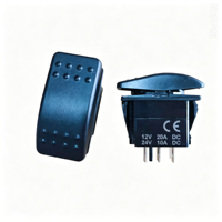 Interrupteur à bascule étanche IP65 6 broches ON-OFF-ON DC12V/24V, sans voyant lumineux avec couvercle noir, pour bateau, camping-car, marine, camion, moto