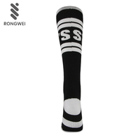 Chaussettes de rugby unisexes personnalisées texte noir et blanc haut genou sport