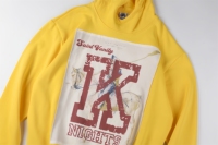 Sweat-shirt à capuche décontracté jaune de luxe SAINT avec empiècements, vêtements pour hommes de haute qualité, streetwear tendance pour hommes