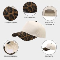 Casquette de baseball 5 panneaux en PVC avec logo personnalisé, patchwork coloré, visière imprimée léopard, style snapback audacieux pour le streetwear