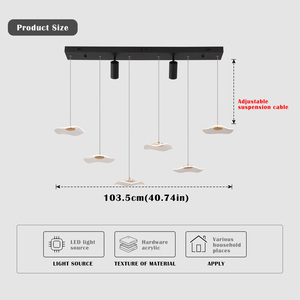 Lampada a sospensione a LED dimmerabile 34W, moderno lampadario a 6 foglie <span class=keywords><strong>con</strong></span> <span class=keywords><strong>faretti</strong></span>, pensile regolabile per cucina a isola, sala da pranzo - Product Image 2