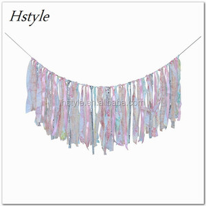 Cortina de Tela Estilo Bohemio con Adornos de Encaje, Guirnalda, Flecos y Estilo Gypsy PL530 - Product Image 4