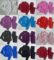 Ensemble de yoga 2 pièces respirant avec veste à manches longues et legging taille haute à demi-zip pour la course à pied - Vente en gros