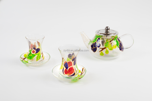 Set da Tè in Vetro Stile Turco con Motivo Tappeto Persiano, Teiera + 2 Tazze e Piattini, Vetro Senza Piombo per la <span class=keywords><strong>Cultura</strong></span> del Tè Mediorientale - Product Image 6