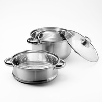 Pot à soupe à fond à induction marmite avec cuiseur à vapeur ensemble de marmites à couscous en acier inoxydable mini marmite à vapeur