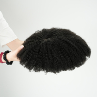 Prothèse Capillaire Afro Bouclée 6mm, Système de Remplacement Capillaire en Peau PU 0.06mm pour Hommes Noirs, Cheveux Humains Indiens Réels