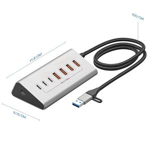 SYONG マルチポート アルミニウム合金 ハブアダプター ドライバー不要 ノートパソコン タブレット スマホ対応 電源ポート付き 8-in-1 <span class=keywords><strong>USB</strong></span>-C ハブ - Product Image 1