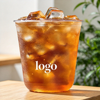 Gobelets jetables transparents en PET en forme de U de 12 à 16 oz avec couvercles pour smoothies, milkshakes, jus et café (vente en gros)