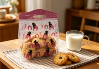 Sachet refermable en plastique PE givré imprimé sur mesure pour desserts, pâtisseries, voyages, emballage alimentaire, réfrigérateur