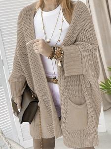 Dropshipping Solid Color Casual Long Sleeve Sweater <b>Cardigan</b> Women Knit Fashion - Product Image 2