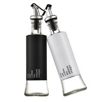 Ensemble de 3 bouteilles en verre de 750 ml pour huile et vinaigre avec bec verseur en acier inoxydable – Récipients de stockage en verre pour huile – Accessoires de cuisine