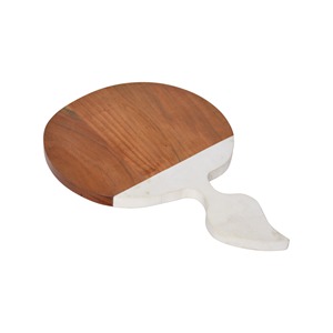 Tabla de cortar redonda de madera de acacia con mango pintado personalizado para pizza y tabla de pan tabla de cortar frutas y verduras - Product Image 3