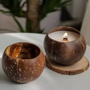 Natural Coconut Shell Bowl Natural Coconut Bowls Candle Jar Product for Candle Making
