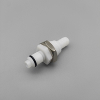 Raccord rapide chromé en POM blanc 3/16 avec valve d'arrêt pour montage sur panneau, raccord femelle 0,8 BAR