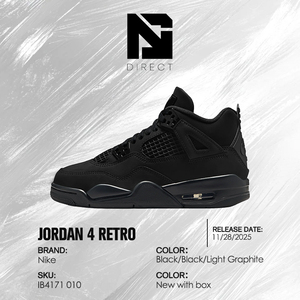 Air Jordan Jordan 4 Retro GS 'Black Cat' 2025 Chaussures de basket en mesh pour garçons, style décontracté, à lacets, respirantes, chaussures pour enfants - Product Image 6