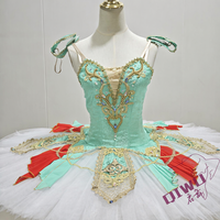 Nouvelle Jupe Tutu de Ballet Professionnelle pour Adulte, Bleu Paon, Jacquard, Tulle Rigide, Dentelle, Costume de Spectacle