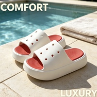 Sandalias de Plataforma EVA para Niños, Unisex, Personalizadas, Ligeras, Antideslizantes, con Plantilla Roja, Blancas, para Verano, Piscina, Niños Pequeños