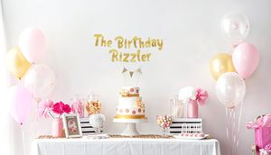 Bannière pré-attachée Rizzler Or Pailleté pour <span class=keywords><strong>Anniversaire</strong></span> - Décorations d'<span class=keywords><strong>Anniversaire</strong></span> Amusantes pour Adolescents Garçons Filles, en Polyester, Utilisation Intérieure, Cadeaux de Fête - Product Image 2