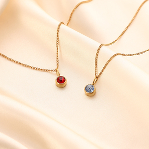 Collar de circón de piedra de cumpleaños de doce meses, joyería impermeable, collar de piedra de nacimiento de acero inoxidable de Color dorado para mujer - Product Image 3