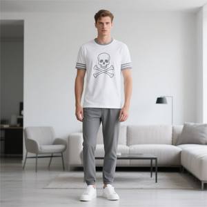 Camiseta Promocional Personalizada 100% Algodón Transpirable Ecológica al por Mayor con MOQ Bajo para Hombre, Talla Grande con Logotipo de Calavera - Product Image 1