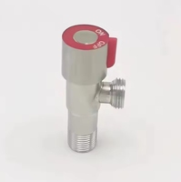 Robinet d'arrêt d'angle durable en acier inoxydable brossé avec poignée à bouton et marquage rouge-bleu pour salle de bain, toilettes, cuisine moderne et applications sanitaires