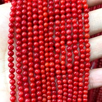 Vente Flash Perles Rondes Teintes en Corail Marin pour DIY, Différentes Tailles au Choix, Longueur : Environ 38cm 1935828