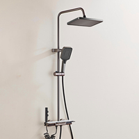 Ensemble de douche 4 fonctions avec affichage numérique, finition bronze, mitigeur chaud/froid, pommeau pluie, douchette à main, jets latéraux et bec de baignoire - Vente en gros usine