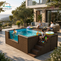 Piscine hors sol en fibre de verre, type conteneur, avec paroi latérale transparente, marches faciles, pour jardin familial, Jacuzzi Spa, 20ft 40ft, Gris Coquille Exclusive