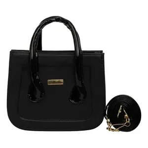 Bolso Cruzado Único Fanas Liz Negro Estilo Vintage con Cadena y Cremallera de Cuero Genuino y Poliéster para Uso Diario - Product Image 1