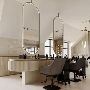 2024 Luxury Factory Large Full Length Styling Barber Salon Furniture Wall Mounted Hairdressing Makeup Led Beauty Salon Mirror