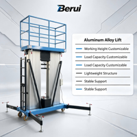 Peralatan Pengangkat Hidrolik Portabel SJYL0.1 9 Struktur Aluminium Alloy Tiang Ganda 100kg Platform untuk Operasi Udara