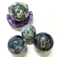Cristais de cura Natural ágata artesanato aquático moss ágata bola esfera de cristal de energia para venda