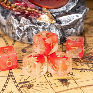 Faccub Tùy Chỉnh Logo 16Mm D6 Rõ Ràng Chảy Màu Đỏ Lụa Xúc Xắc Nhựa Nhựa RPG Cube Lăn Xúc Xắc Cho Dnd Trò Chơi - Product Image 1