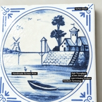 Carreaux décoratifs en céramique modernes motif moulin à vent et bateau 100x100mm pour mur d'accentuation intérieur