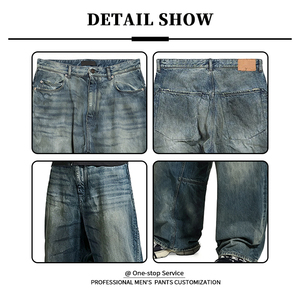 YUCE 2026 Jeans Baggy para Hombre, Estilo Vintage, Lavado a la Piedra, con Paneles en las Rodillas, Efecto 3D y Desgastado, Jeans Resistentes - Product Image 4