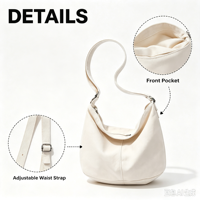 Femmes Noir Casual Crossbody Nylon Bag Fashion Large Shopping Tote Bag