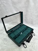 Offre Spéciale : Étui de Voyage pour Montres en Bois à 12/24/48 Emplacements avec Fenêtre, Boîte à Bijoux Portable de Luxe Haut de Gamme, Étui à Montres Vert OEM