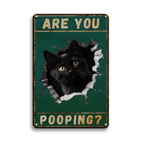 Plaques en étain imprimées pour chat vente en gros Plaques en métal pour toilettes vintage animaux pour la décoration de la salle de bain
