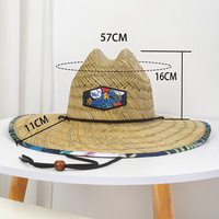 Chapeau de paille Sombrero de sauveteur naturel pour l'été 2026, avec patch logo personnalisé, broderie à la main, pour le surf, le safari, les voyages et les loisirs