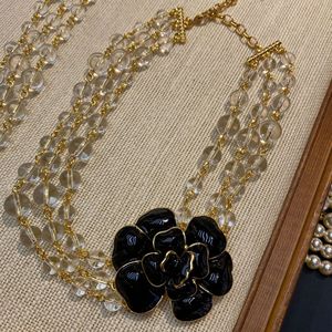 Parure de bijoux ZX en cristal naturel français et perles de camélia, collier, boucles d'oreilles et bague, bijoux de personnalité raffinée pour femme, idéal comme cadeau - Product Image 2